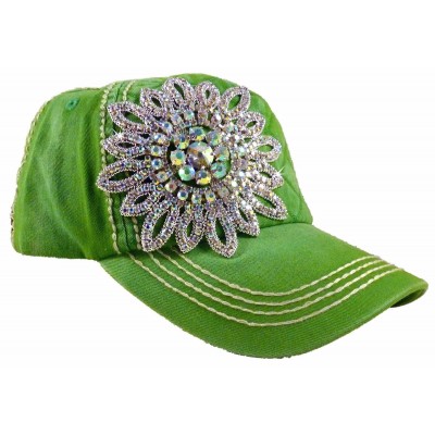 Olive and Pique Super Bling Ball Cap Glass Beaded Flower  Quilted Front  Bright  eb-52834521